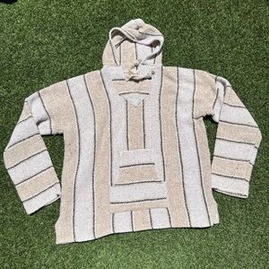 VTG 90’s Tan & White Mexican Poncho Hoodie